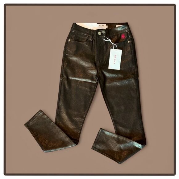 Frame Denim Le High Metallic Skinny Ankle Jeans - Picture 10 of 16